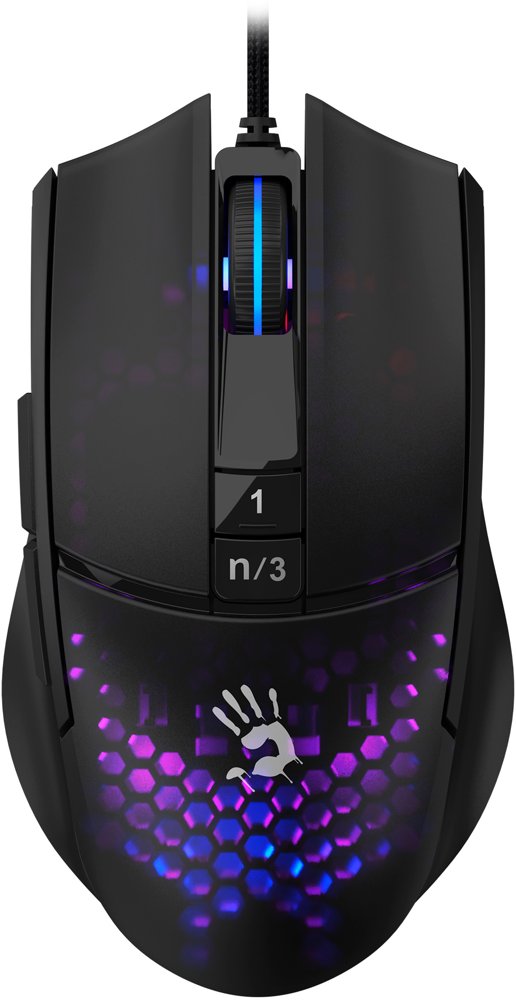 Мышь A4Tech Bloody L65 Max черный/фиолетовый оптическая 12000dpi USB 6but (L65 MAX/HONEYCOMB)