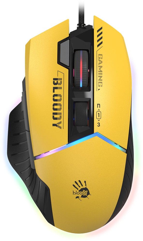 Мышь A4Tech Bloody W95 Max Sports желтый/серый оптическая 12000dpi USB 10but (W95 MAX SPORTS LIME)