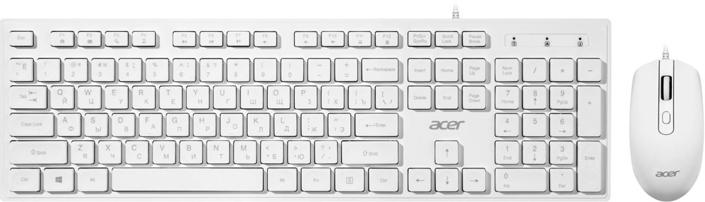 Клавиатура + мышь Acer OCC504 клав:белый мышь:белый USB Multimedia (ZL.ACC11.00N)