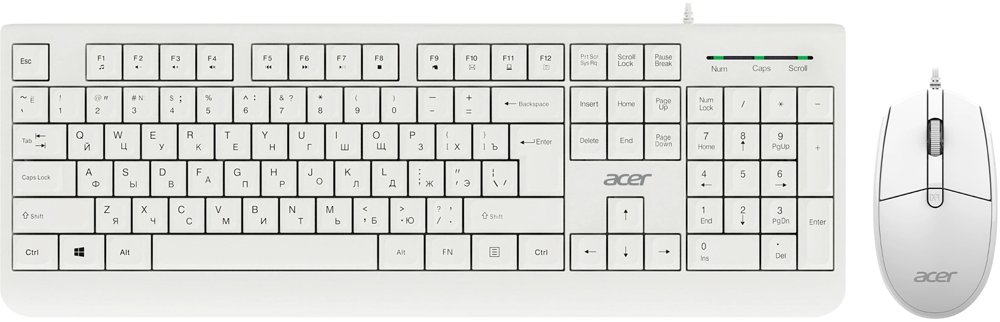 Клавиатура + мышь Acer OCC400 клав:белый мышь:белый USB (ZL.ACCCC.014)