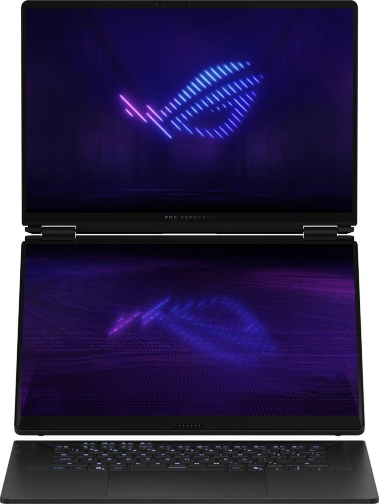 Ноутбук Asus ROG Zephyrus Duo 16 GX651AX-SR117W Core Ultra 9 386H 64Gb SSD1Tb NVIDIA GeForce RTX 5090 24Gb 16" OLED Touch 3K (2880x1800) Windows 11 Home dk.grey WiFi BT Cam Bag (90NR0NT2-M00520)