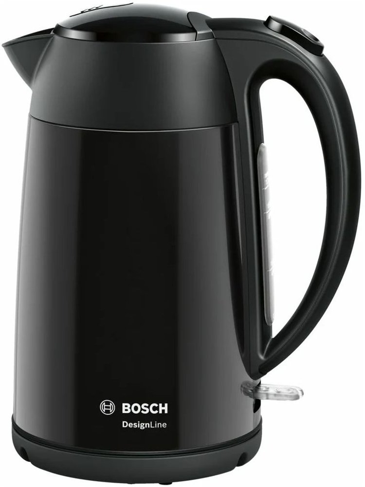 Чайник электрический Bosch TWK3P 1.7л. 2400Вт черный корпус: нерж.сталь/пластик (TWK3P423)