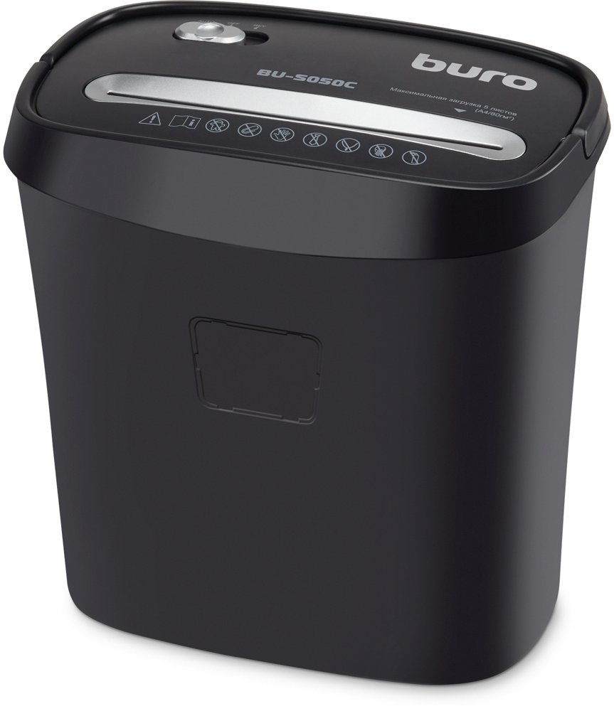 Шредер Buro Home BU-S050C черный (секр.P-3) фрагменты 5лист. 13лтр. скрепки скобы пл.карты