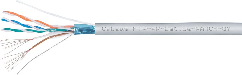 Кабель информационный Cabeus FTP-4P-CAT.5E-PATCH-GY кат.5E F/UTP 4 пары PVC внутренний 305м серый