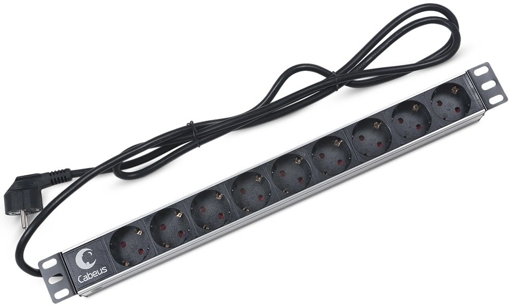 Блок распределения питания Cabeus PDU-9P-2EU гор.размещ. 9xSchuko 16A Schuko 2м