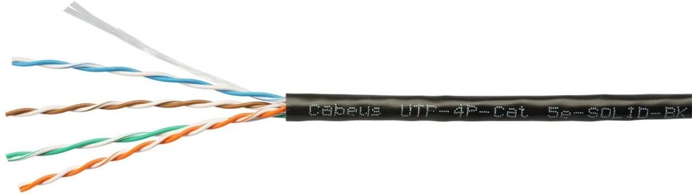 Кабель информационный Cabeus UTP-4P-CAT.5E-SOLID-BK кат.5E U/UTP 4 пары PVC внутренний 305м черный