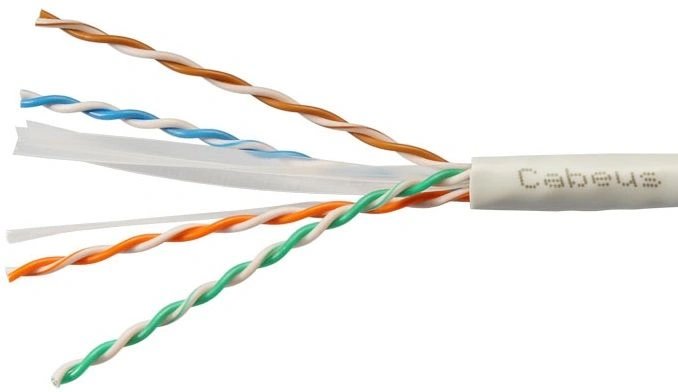 Кабель информационный Cabeus UTP-4P-CAT.6-SOLID-GY-100 кат.6 U/UTP 4 пары PVC внутренний 100м серый