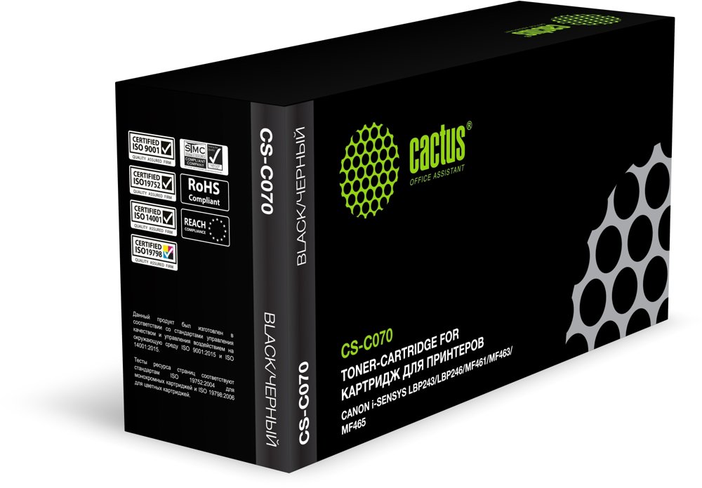 Картридж лазерный Cactus CS-C070 070 черный (3000стр.) для Canon i-SENSYS LBP243/LBP246/MF461/MF463/MF465