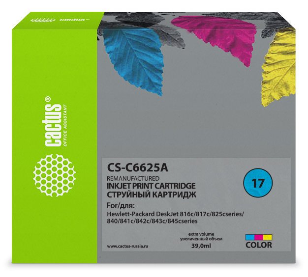 Картридж струйный Cactus CS-C6625A №17 многоцветный (480стр.) (39мл) для HP DJ 816c/817/825/840/841c/842c/843c/845c с чипом