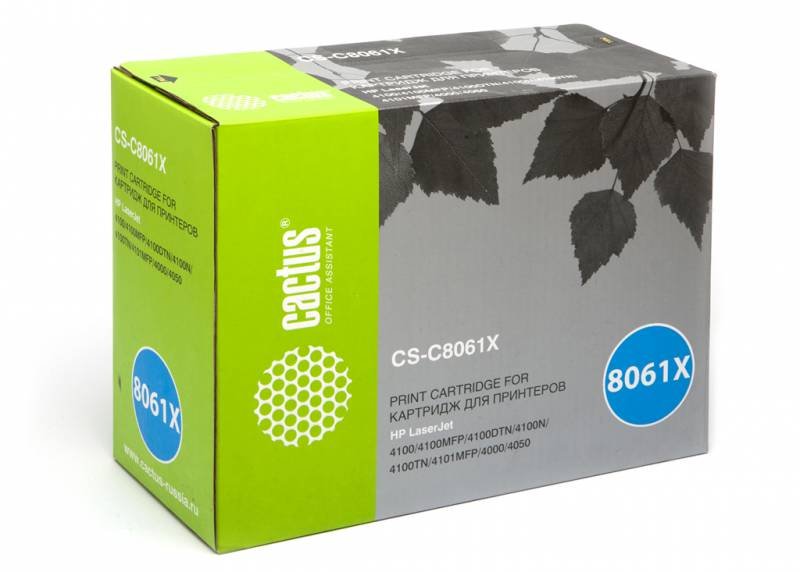 Картридж лазерный Cactus CS-C8061X C8061X черный (10000стр.) для HP LaserJet 4100/4000/4050