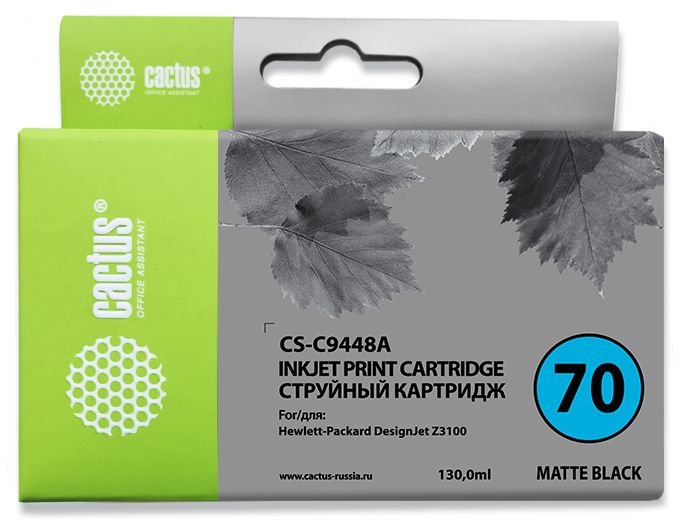 Картридж струйный Cactus CS-C9448A №70 черный матовый (130мл) для HP DJ Z3100 с чипом