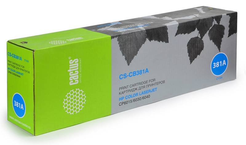 Картридж лазерный Cactus CS-CB381A голубой (21000стр.) для HP CLJ CP6015/CP6015DE/CP6015DN/CP6015N/CP6015X/CP6015XH/CM6030/CM6040 с чипом