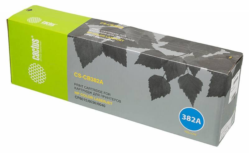 Картридж лазерный Cactus CS-CB382A желтый (21000стр.) для HP CLJ CP6015/CP6015DE/CP6015DN/CP6015N/CP6015X/CP6015XH/CM6030/CM6040 с чипом