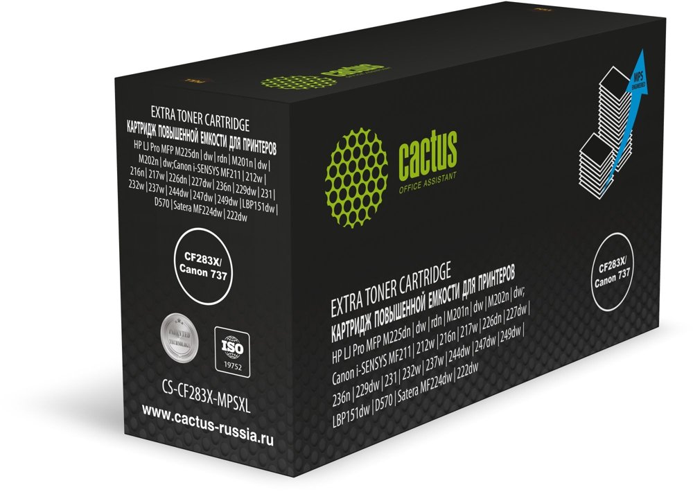 Картридж лазерный Cactus CS-CF283X-MPSXL CF283X/Canon 737 черный (8000стр.) для HP LJ Pro MFP M225dn/dw/rdn/M201n/dw/M202n/dw; Canon i-SENSYS MF211/212w/216n/217w/226dn/227dw/236n/229dw/231/232w/237w/244dw/247dw/249dw/LBP151dw/D570, Satera MF224dw/222dw Canon