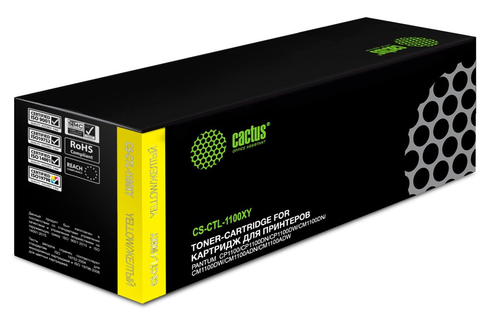 Картридж лазерный Cactus CS-CTL-1100XY желтый (2300стр.) для Pantum CP1100/CP1100DW/CM1100DN/CM1100DW/CM1100ADN/CM1100ADW с чипом