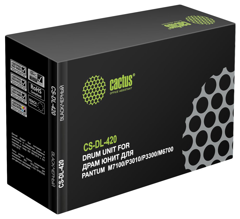 Блок фотобарабана Cactus CS-DL-420 DL-420/DL-420P черный ч/б:30000стр. для M6700D/DW/M6800FDW/M7100DN/DW/M7102DN/M7103DN/M7107DN/DW/M7200FD/FDN/FDW/M7300FDN/FDW/M7302FDN/FDW/M7310DN/DW/P3010D/DW/P3020/P3300DN/DW/P3302DN/P3303DN Pantum