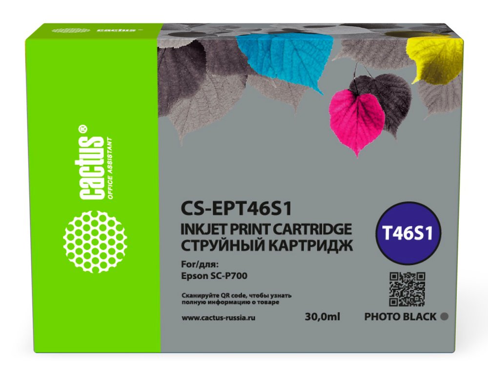 Картридж струйный Cactus CS-EPT46S1 T46S1 фото черный (30мл) для Epson SureColor SC-P700 с чипом
