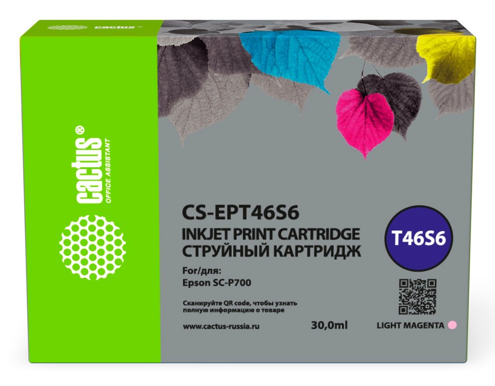 Картридж струйный Cactus CS-EPT46S6 T46S6 фото пурпурный (30мл) для Epson SureColor SC-P700 с чипом