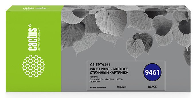 Картридж струйный Cactus CS-EPT9461 T9461 черный пигментный (180мл) для Epson WF-C5290DW/WF-C5790DW с чипом