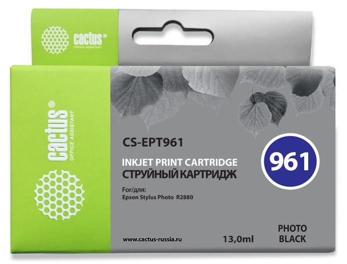Картридж струйный Cactus CS-EPT961 T0961 фото черный (13мл) для Epson Stylus Photo R2880 с чипом