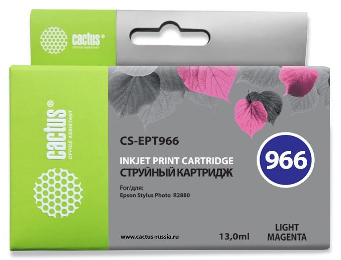 Картридж струйный Cactus CS-EPT966 T0966 светло-пурпурный (13мл) для Epson Stylus Photo R2880 с чипом