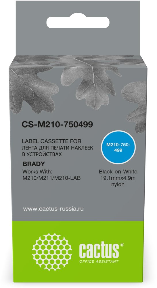 Картридж ленточный Cactus CS-M210-750499 M210-750-499 черный на белом 19.1x4.9 для Brady M210/M211/M210-LAB