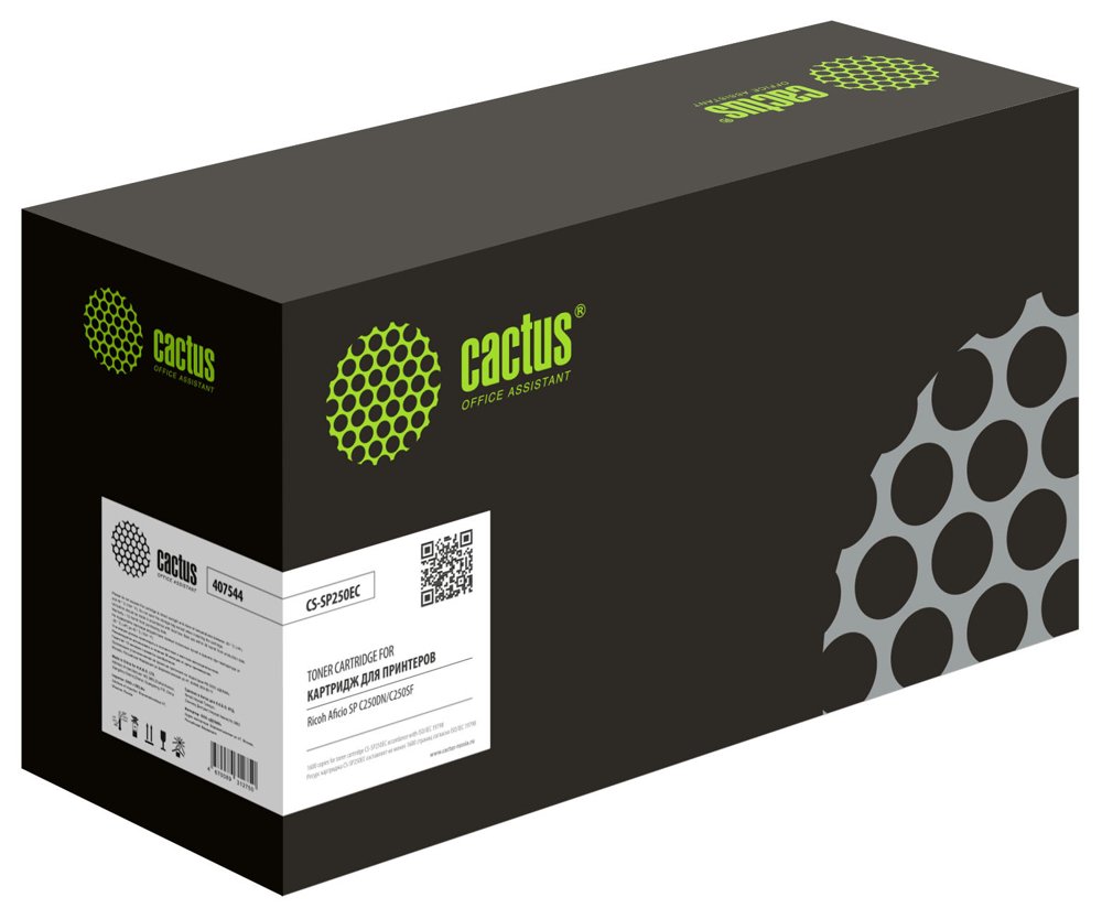 Картридж лазерный Cactus CS-SP250EC 407544 голубой (1600стр.) для Ricoh Aficio SP C250/C260/C261 с чипом