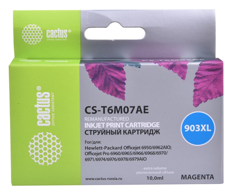 Картридж струйный Cactus CS-T6M07AE №903XL пурпурный (14.2мл) для HP OJP 6950/6960/6970 с чипом