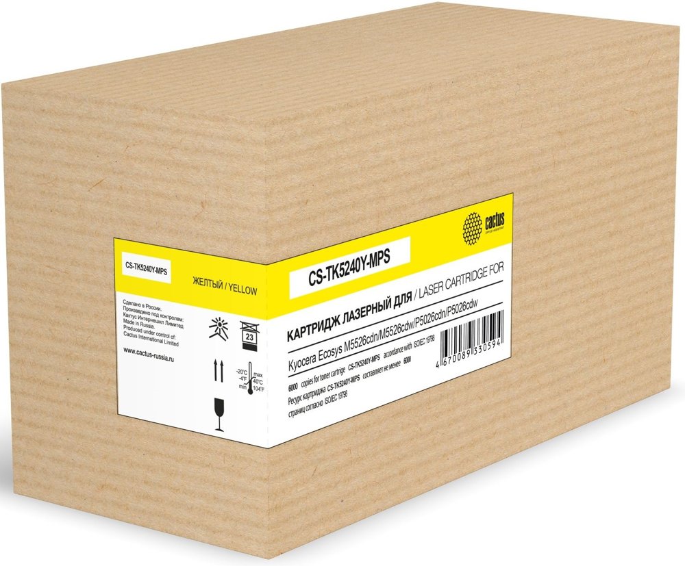 Картридж лазерный Cactus CS-TK5240Y-MPS желтый (6000стр.) для Kyocera Ecosys M5526cdn/M5526cdw/P5026cdn/P5026cdw с чипом