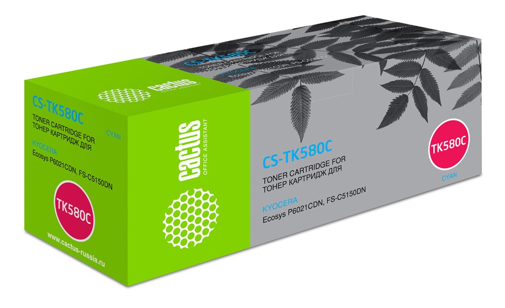 Картридж лазерный Cactus CS-TK580C TK-580C голубой (2800стр.) для Kyocera FS-C5150DN/P6021 Ecosys