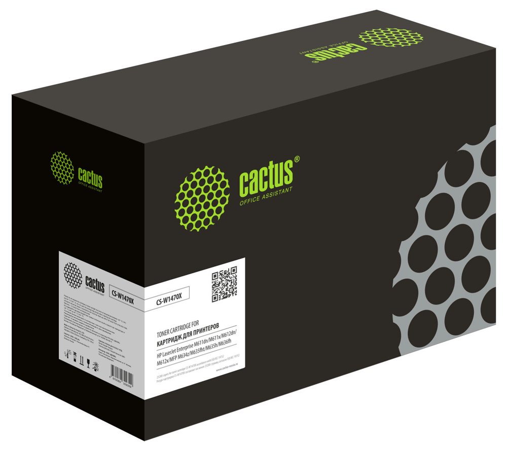 Картридж лазерный Cactus 147X CS-W1470X W1470X черный (25200стр.) для HP LaserJet M611dn/M612dn/M634dn/M634h/M634z/M635fht/M635h/M635z/M636fh/M636z с чипом