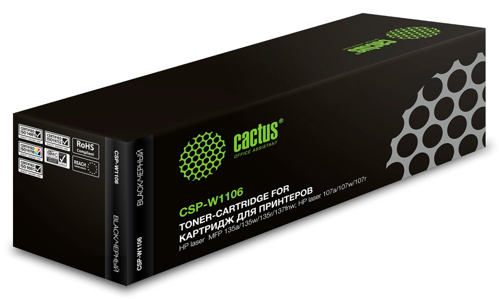Картридж лазерный Cactus CSP-W1106 черный (1000стр.) для HP Laser 107a/107r/107w/135a MFP/135r MFP/135w MFP/137fnw MFP с чипом