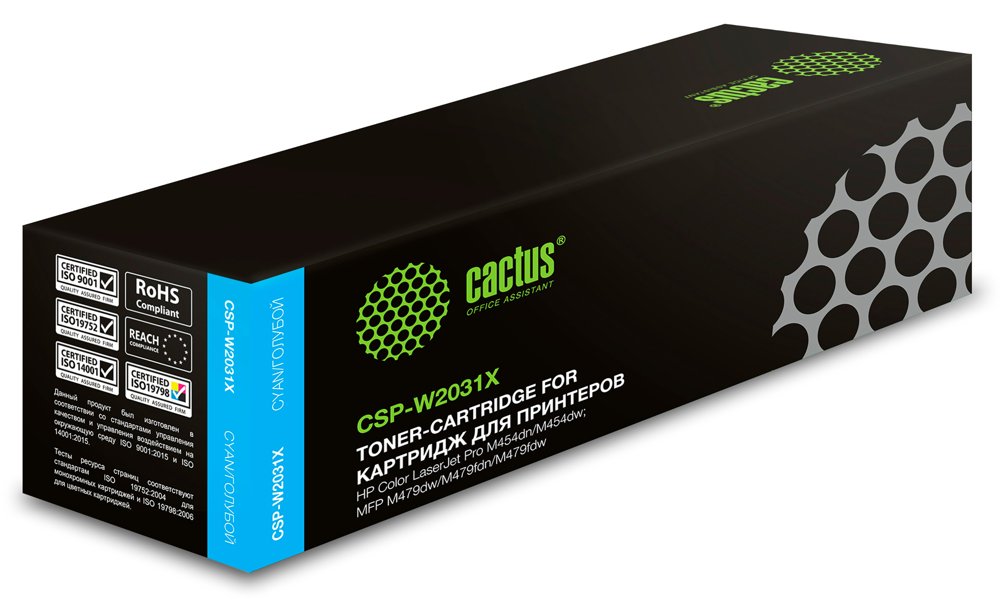 Картридж лазерный Cactus CSP-W2031X 415X голубой (6000стр.) для HP LJ M454/MFP M479 с чипом