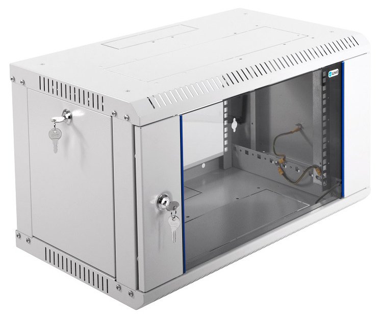 Шкаф коммутационный ЦМО ШРН-ЭКОНОМ (ШРН-Э-6.350-9005) настенный 6U 600x350мм пер.дв.стекл 85кг черный 300мм 11.43кг 180град. 342мм металл