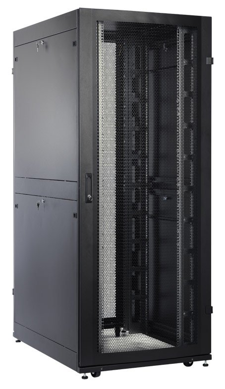 Шкаф серверный ЦМО (ШТК-СП-48.8.12-44АА-9005) напольный 48U 800x1130мм пер.дв.перфор. задн.дв.перфор. 2 бок.пан. 1350кг черный 890мм 170кг 180град. 2215мм