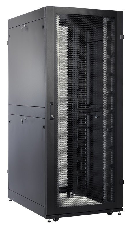 Шкаф серверный ЦМО (ШТК-СП-48.8.12-48АА-9005) напольный 48U 800x1130мм пер.дв.перфор. задн.дв.перфор.2-хст. 2 бок.пан. направл.под закл.гайки 1350кг черный 890мм 170кг 180град. 2215мм