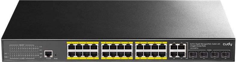 Коммутатор Cudy GS2028PS4-300W (L2) 28x1Гбит/с 4SFP 24PoE+ 300W управляемый