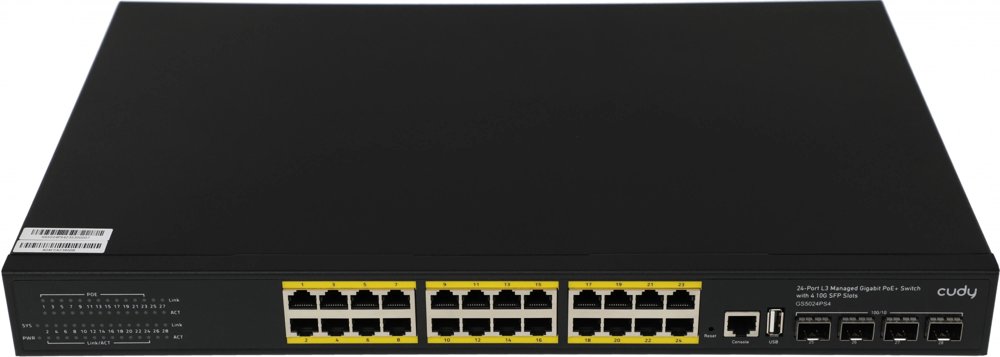 Коммутатор Cudy GS5024PS4-400W (L3) 24x1Гбит/с 4SFP+ 24PoE+ 400W управляемый