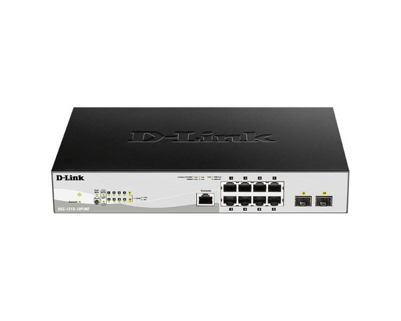 Коммутатор D-Link DGS-1210-10P/ME/B1A 8x1Гбит/с 2SFP 8PoE управляемый