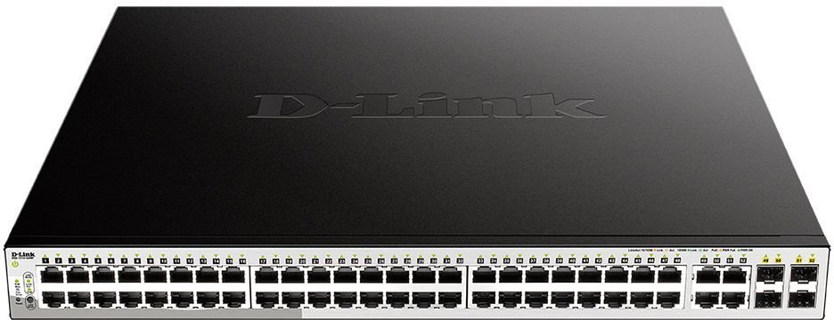 Коммутатор D-Link DGS-1210-52MP/F DGS-1210-52MP/F4A (L2) 48x1Гбит/с 4xКомбо(1000BASE-T/SFP) 4SFP 48PoE 370W настраиваемый