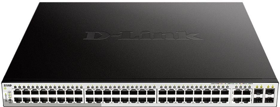 Коммутатор D-Link DGS-1210-52MP/FL1A (L2) 52x1Гбит/с 4xКомбо(1000BASE-T/SFP) 48PoE+ 370W управляемый