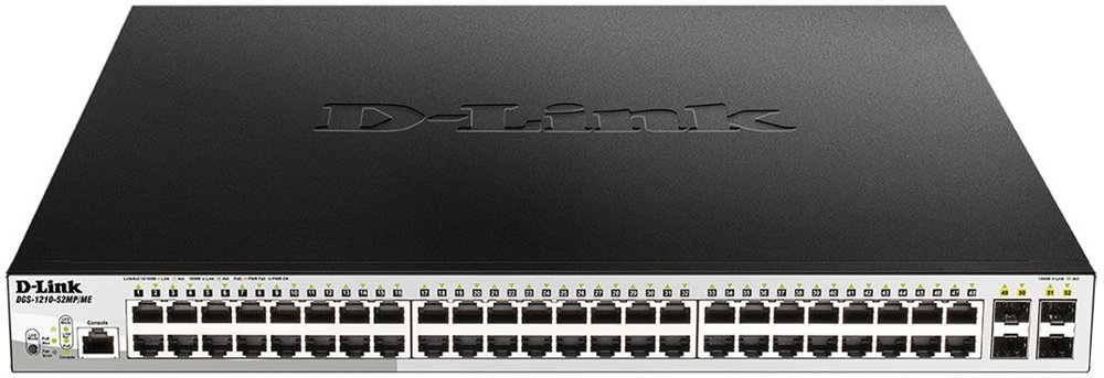 Коммутатор D-Link DGS-1210-52MP/ME/B2A 48x1Гбит/с 4SFP 48PoE 370W управляемый