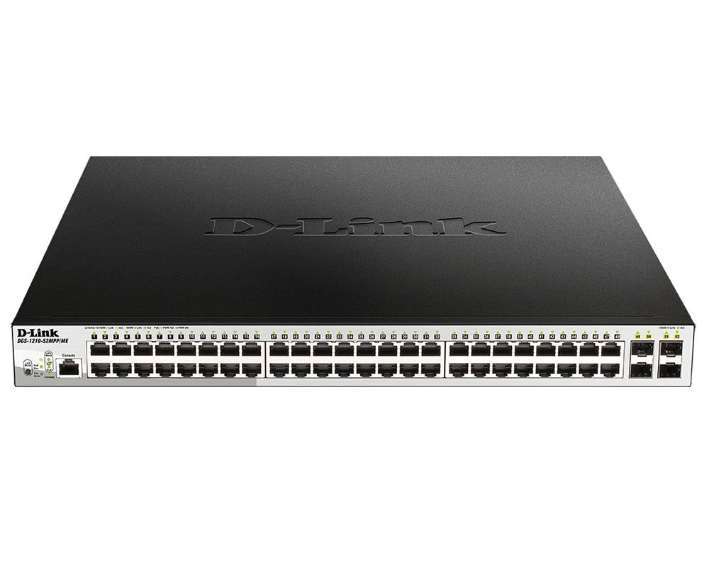 Коммутатор D-Link DGS-1210-52MPP/ME/B3A (L2) 48x1Гбит/с 4SFP 48PoE 740W управляемый