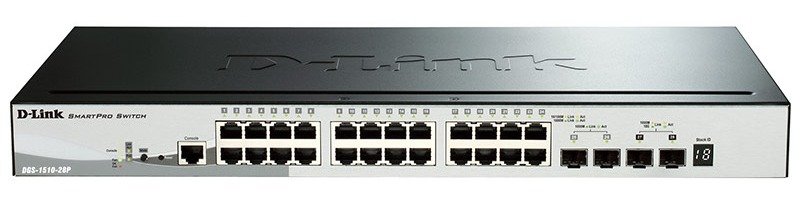Коммутатор D-Link DGS-1510-28P/A1A (L2+) 24x1Гбит/с 2SFP 2SFP+ 24PoE 193W управляемый