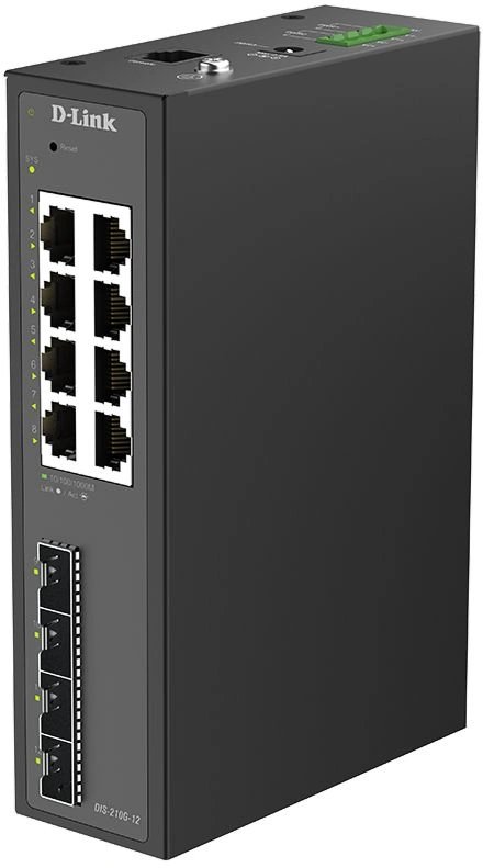 Коммутатор D-Link DIS-210G-12/A1A (L2) 8x1Гбит/с 4SFP управляемый