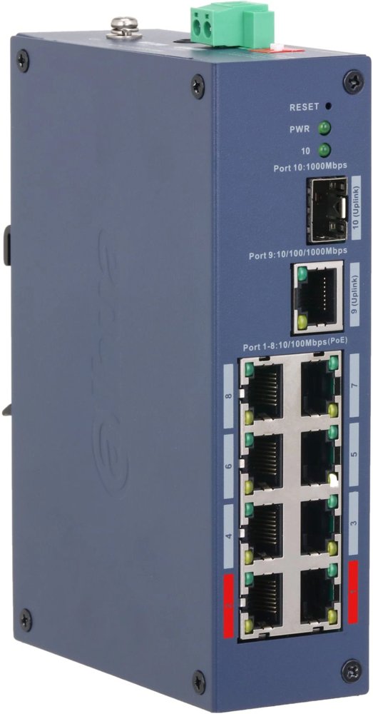Коммутатор Dahua DH-CHS4110-8ET-110 (L2) 8x100Мбит/с 1x1Гбит/с 1xКомбо(1000BASE-T/SFP) 8PoE 110W управляемый