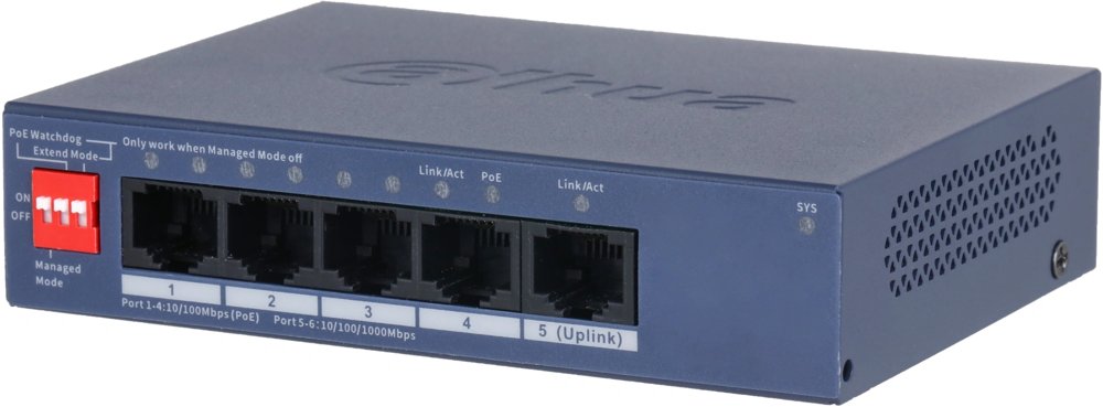 Коммутатор Dahua DH-CS4005-4ET1GT-36 (L2) 4x100Мбит/с 1x1Гбит/с 4PoE управляемый