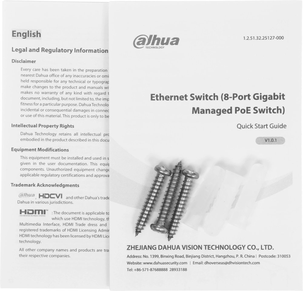 Коммутатор Dahua DH-S4210-8GT-110 (L2) 10x1Гбит/с 2SFP 8PoE 110W управляемый