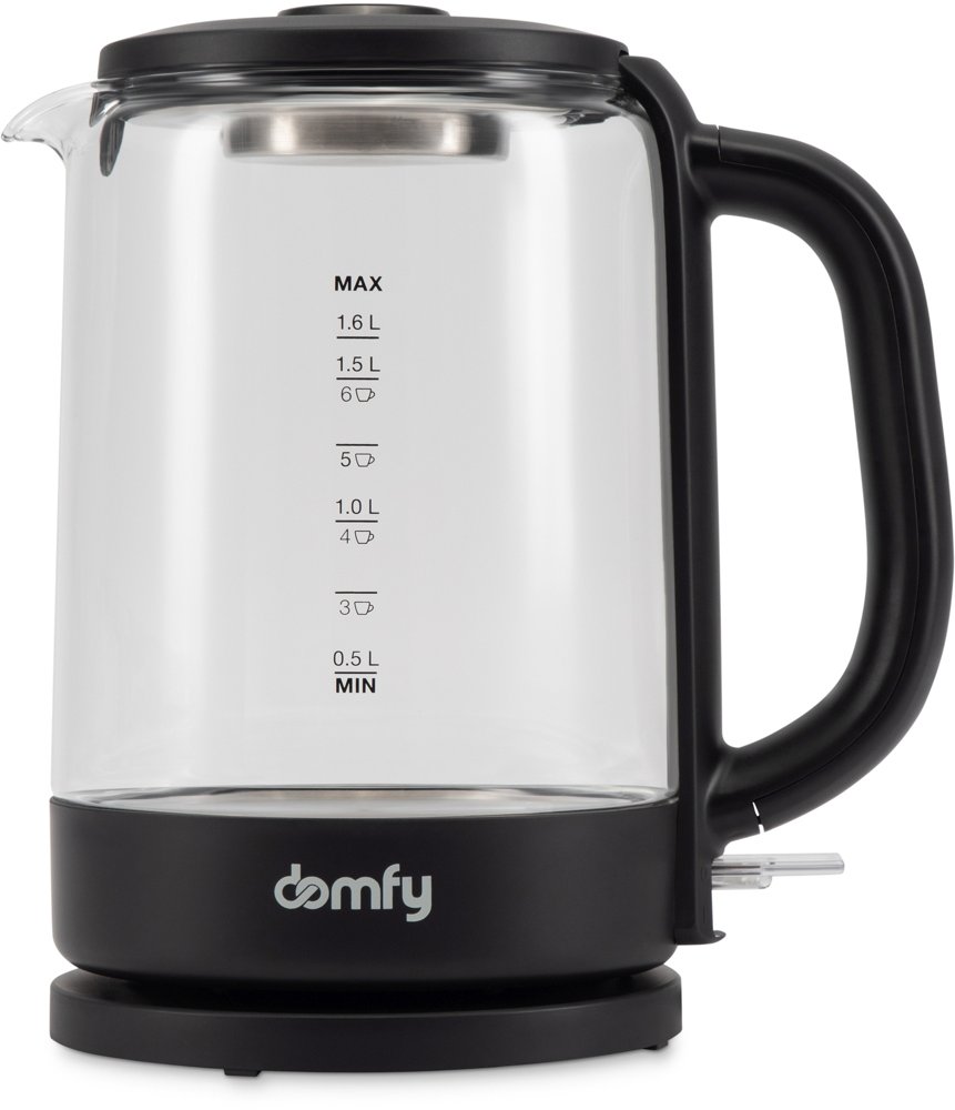 Чайник электрический Domfy DSB-EK304 1.7л. 2200Вт черный корпус: стекло/пластик
