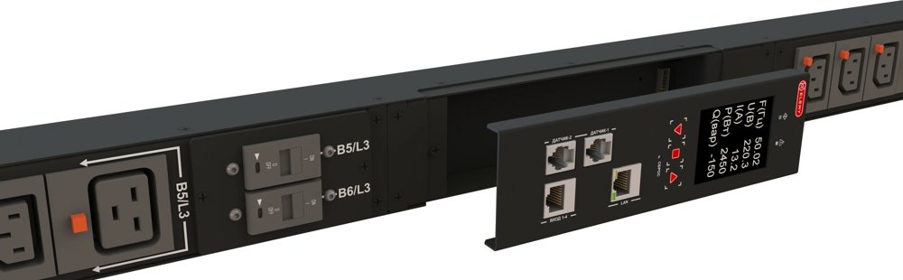 Блок распределения питания Elemy IPDU-6021 верт.размещ. 6xC19 36xC13 с мониторингом 16A IEC 309 2.8м